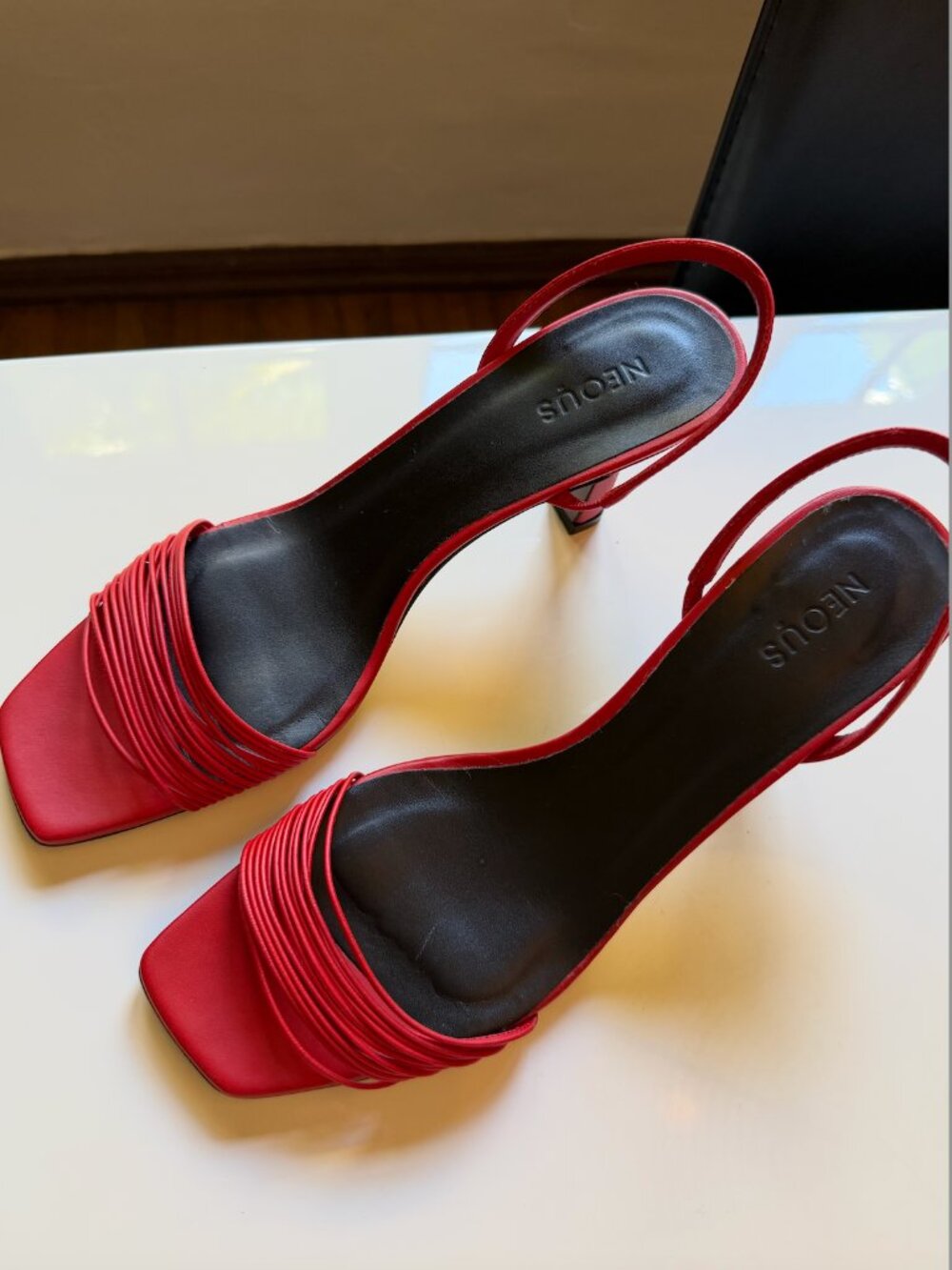 Red Slingback Heeled Sandals - Women's Stylish Evening Shoes - Picture 2 of 4
